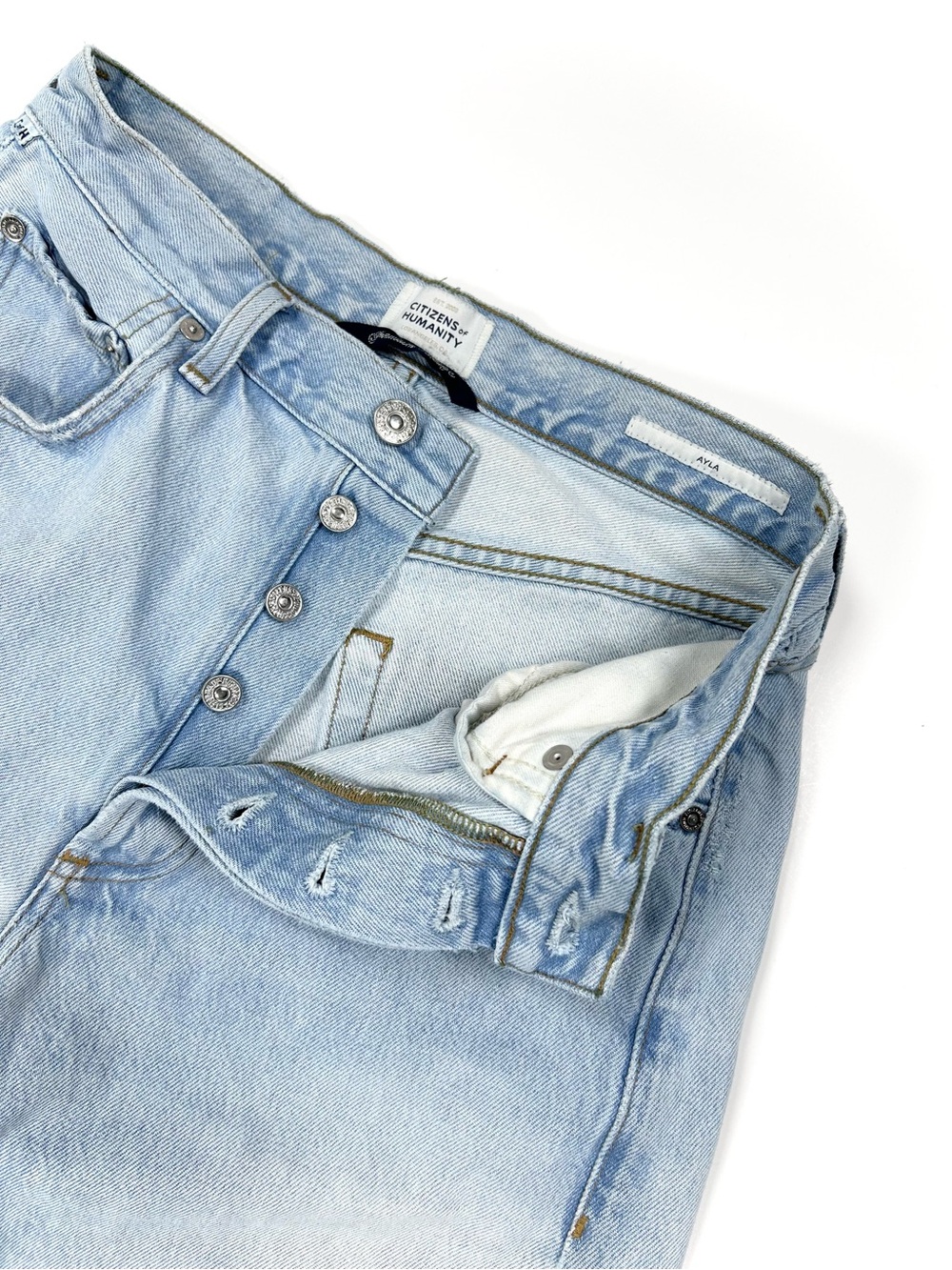 Citizens of Humanity Ayla Wide Leg Crop Jean Women’s 26 Light Blue Wash - Picture 3 of 14